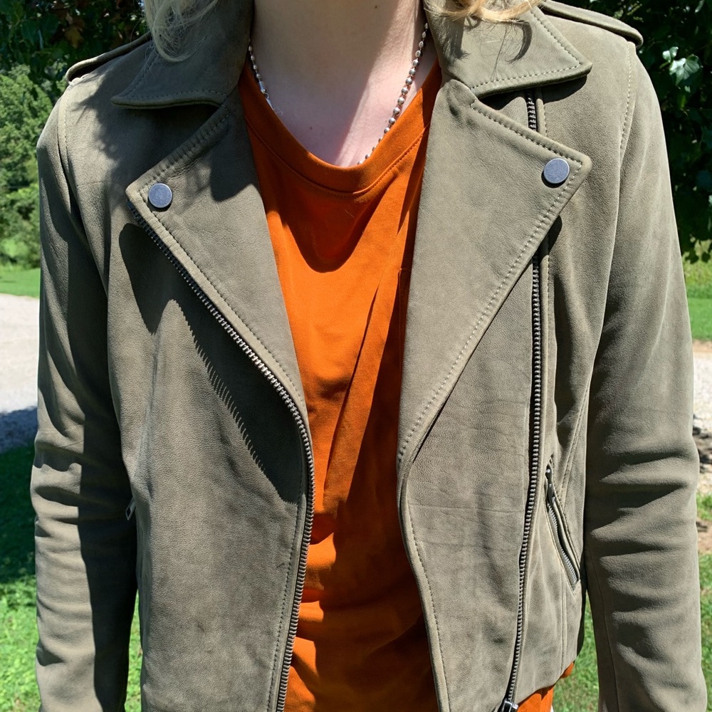 Lucky Brand- Never Worn Green Authentic Leather Jacket with Tags